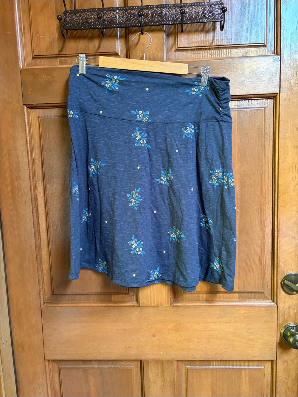 Toad&Co Navy Blue Floral A-Line Skirt Size Large